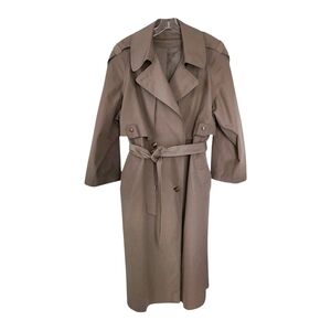 Vintage 1990s Light Brown Trench Coat – Women’s 16 Wool-Lined Classic Academia